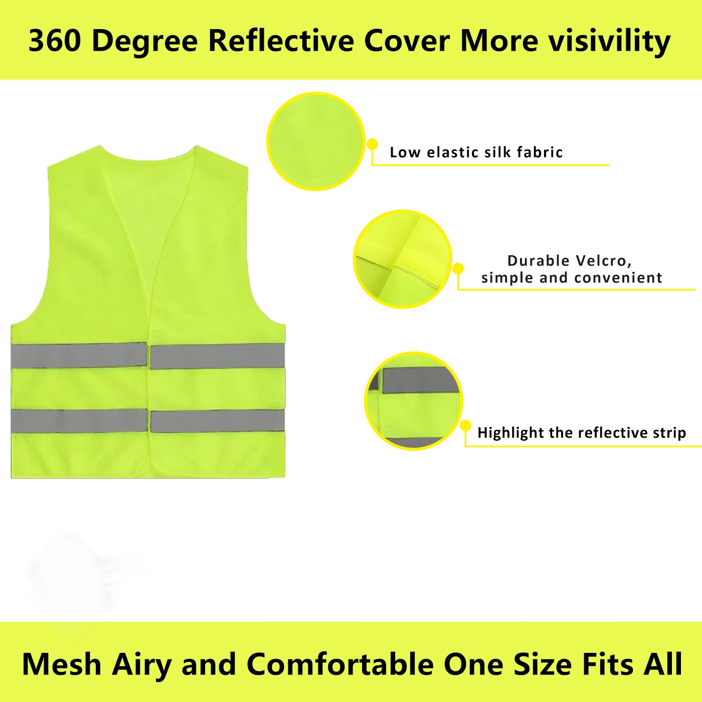 High Visibility Safety Vest with Reflective Strips 10 Pack, Hi Vis Vest for Women & Men Construction Outdoor Motorcycle