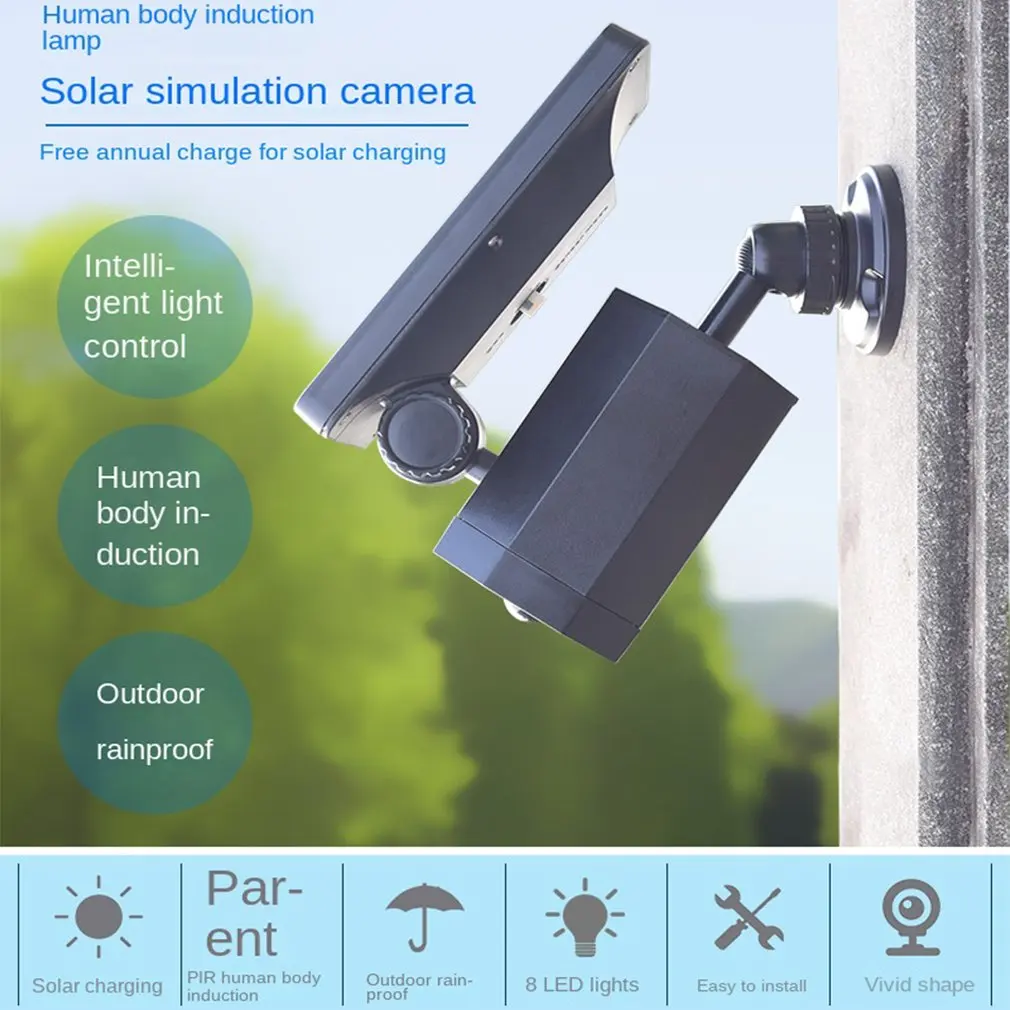 DUNIOutdoor Solar LED Camera Motion Sensor Projecteur, Lampe étanche, 3 modes, Sécurité, Maison, Jardin