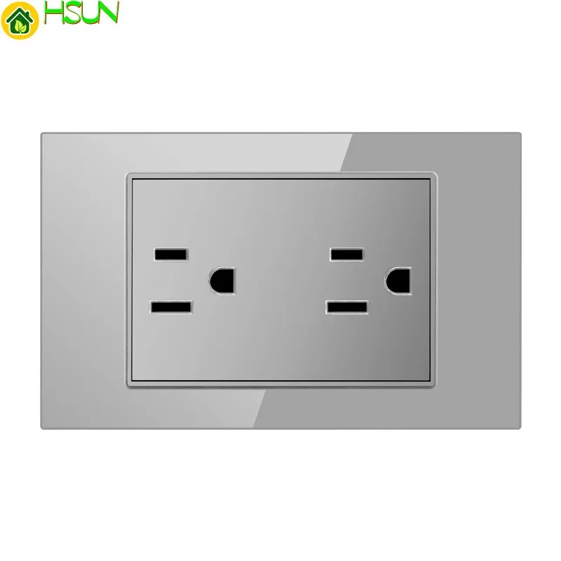 كندا الولايات المتحدة الأمريكية البرازيل تايلاند إيطاليا القياسية USB رمادي الزجاج المقسى التبديل المقبس 118/120 نوع المكسيك لوحة مقابس الحائط dimming16A
