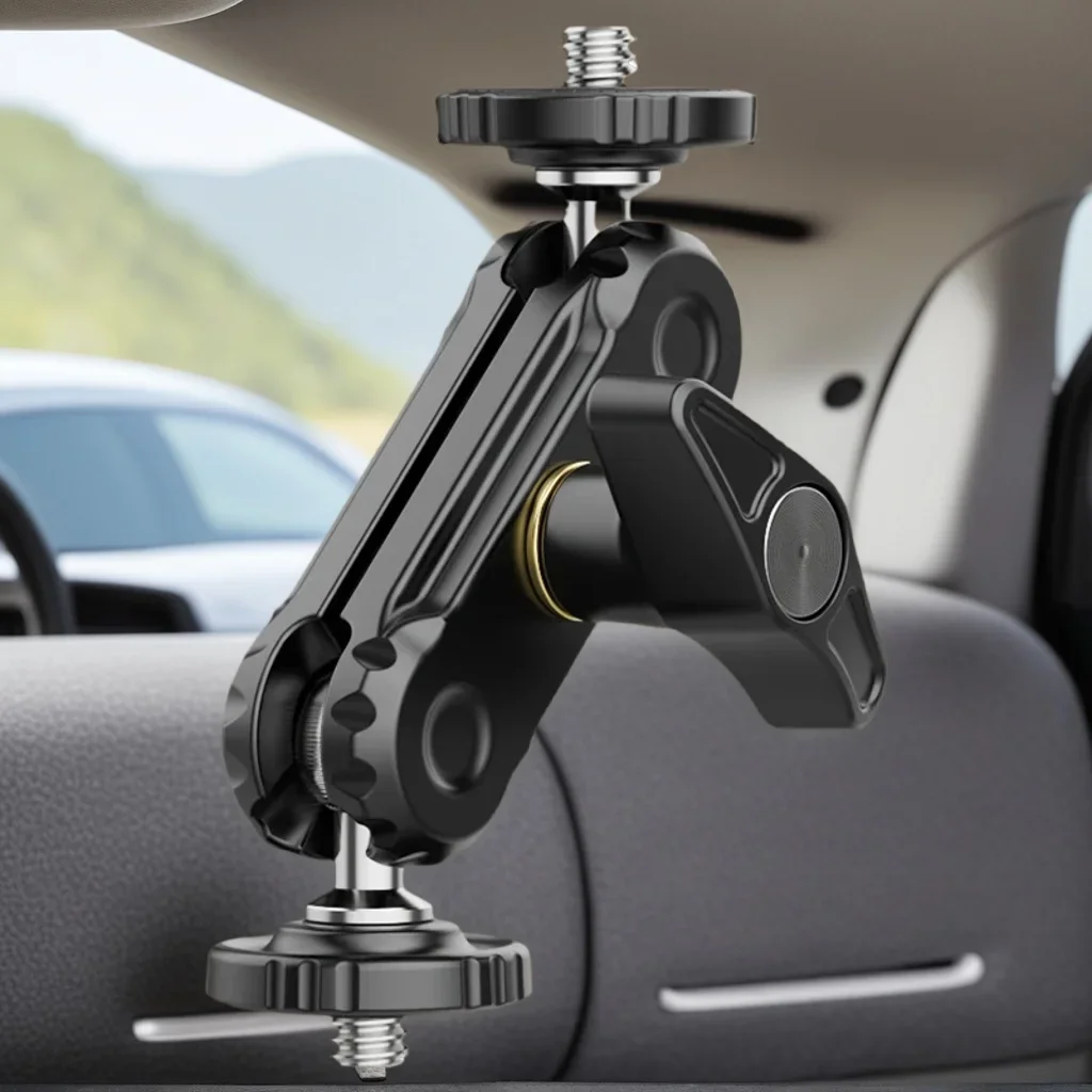 

Lock It In Place. Heavy-Duty Double Ball Head Arm for Precise Camera Positioning. A Filmmaker's Must-Have.