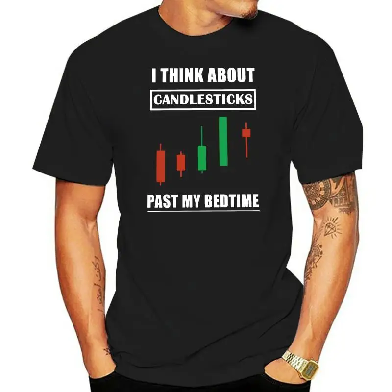 Crewneck Vintage Stock Market Trading T Shirt I Think About Candlesticks Past My Bedtime T Shirt Casual Short Sleeve