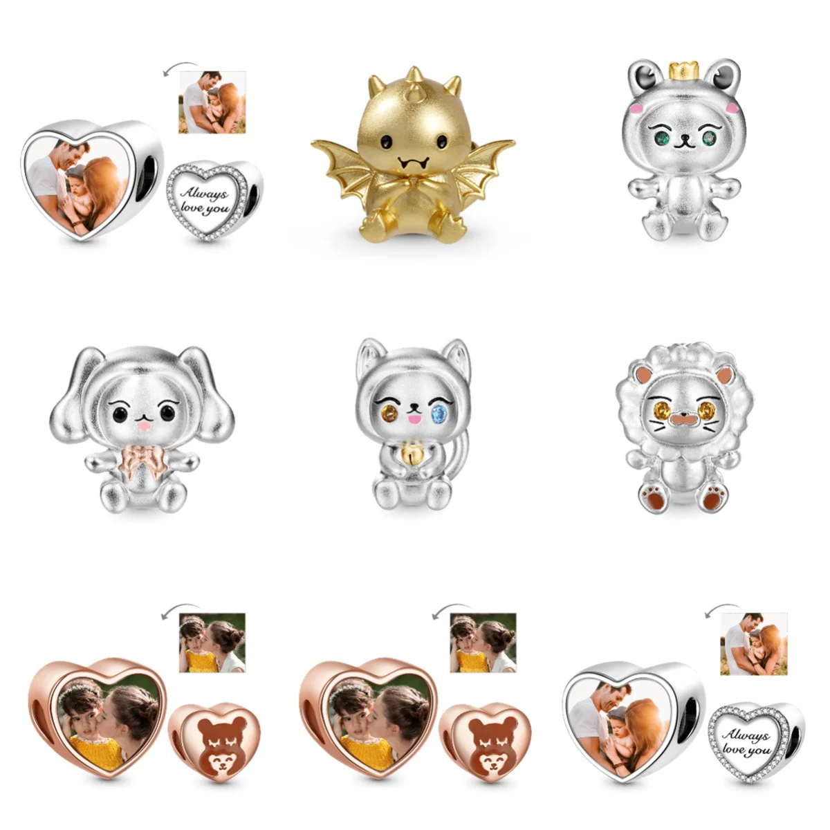 

Ladies and Small Animals Beaded, Amulet Series Pandora Jewelry Resin Charms