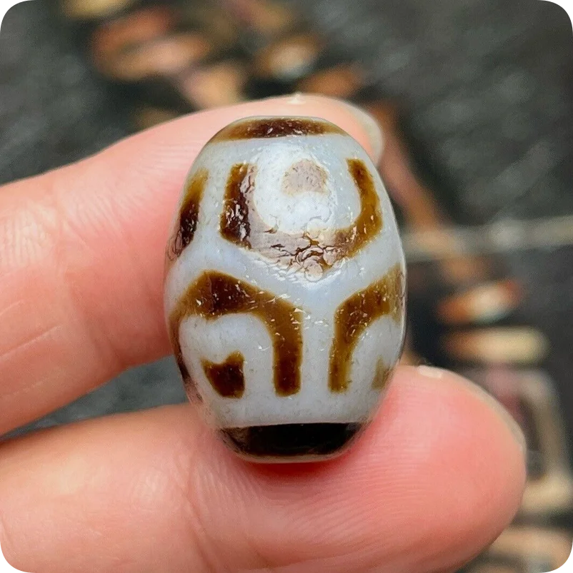 Energy Tibetan Old Oily Agate Dzi *6 eyes* Daluo Bead Pendant 22mm Z1005