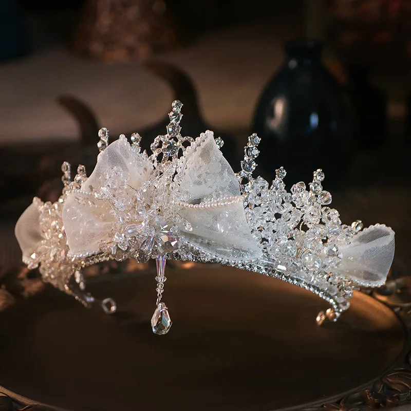 High-End Fashion Japan and Beaded Luxury Crown Hair Ornament Bridal Wedding Dress Style Trip Shoot Crown Accessories