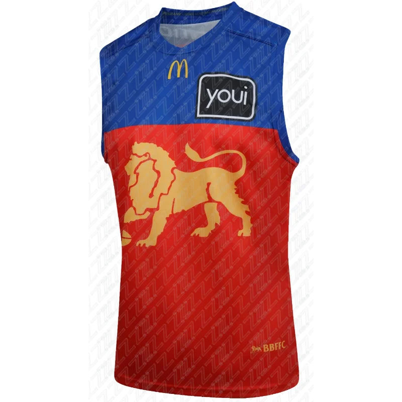 Brisbane Lions, Youth Training Vest, Sports and Fitness Vest, Sleeveless Australian Football Jersey, Replica Team Uniform