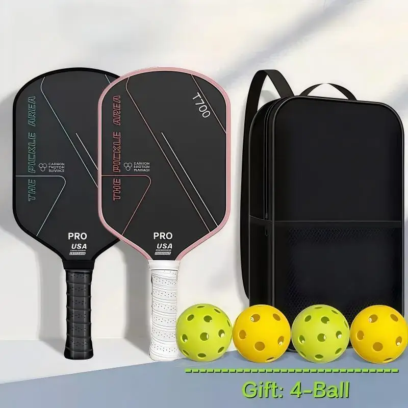 T700 Carbonfaser-Pickleball-Schläger-Set mit ergonomischem Griff, inklusive Aufbewahrungstasche und Bällen für das Heimtraining im Innenbereich. – Detail 8