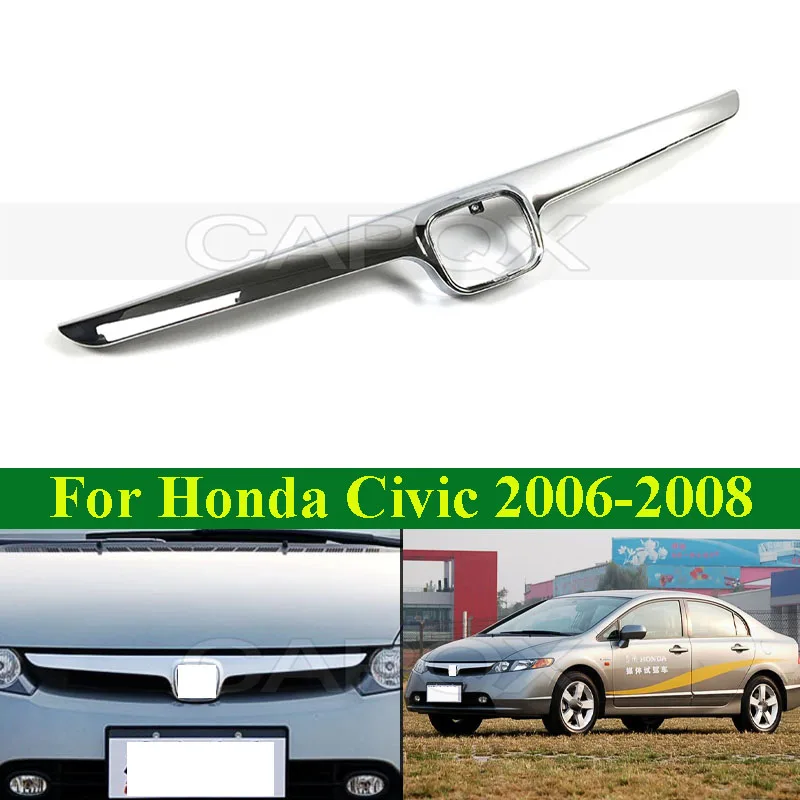 

CAPQX Chrome Front Bummper Strip For Honda Civic 2006-2008 Front Bummper Grill Decorative Strip