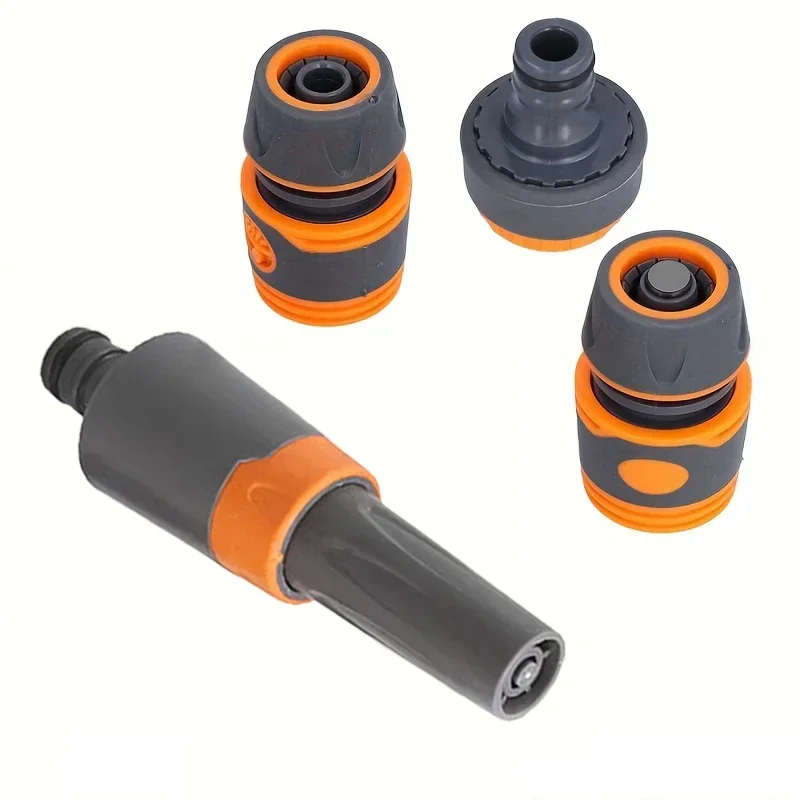 Adjustable Garden Hose Nozzle Water Sprayer Gun with 1/2'' & 3/4'' Quick Connector Adapter Set for Irrigation Car Wash