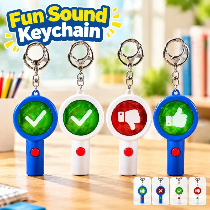 Cartoon Electronic Sound Right Wrong Keychain, Creative Pendant Stress Relief Toy with Sound Effect, Funny Game Key Ring Gift