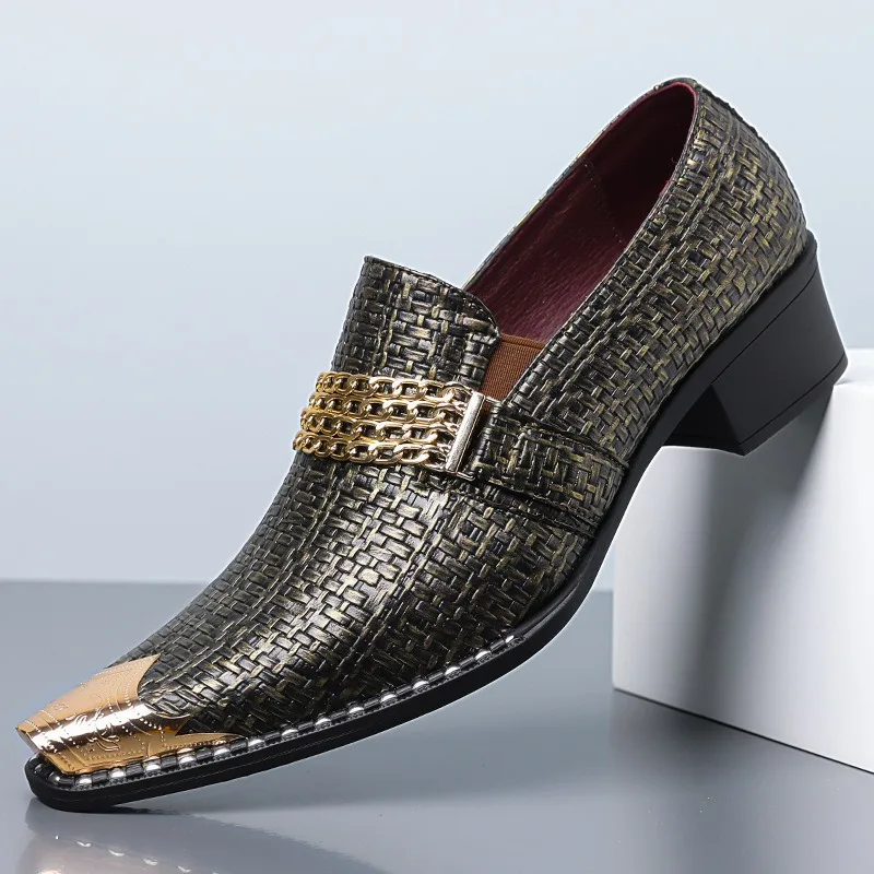 4.5cm heels for man formal shoes for man designer wedding dress loafers luxury shoes for man italian party schuhe herren elegant
