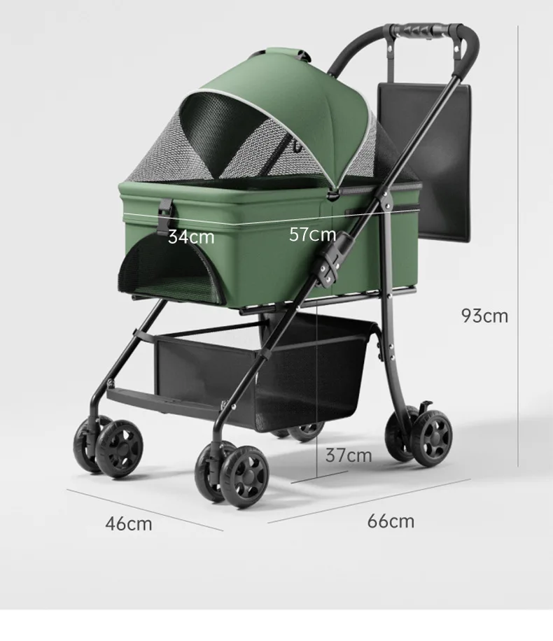 Lightweight Foldable 4-Wheel Adjustable Comfortable Dog Carrier Stroller Strollers for Dogs and Cats