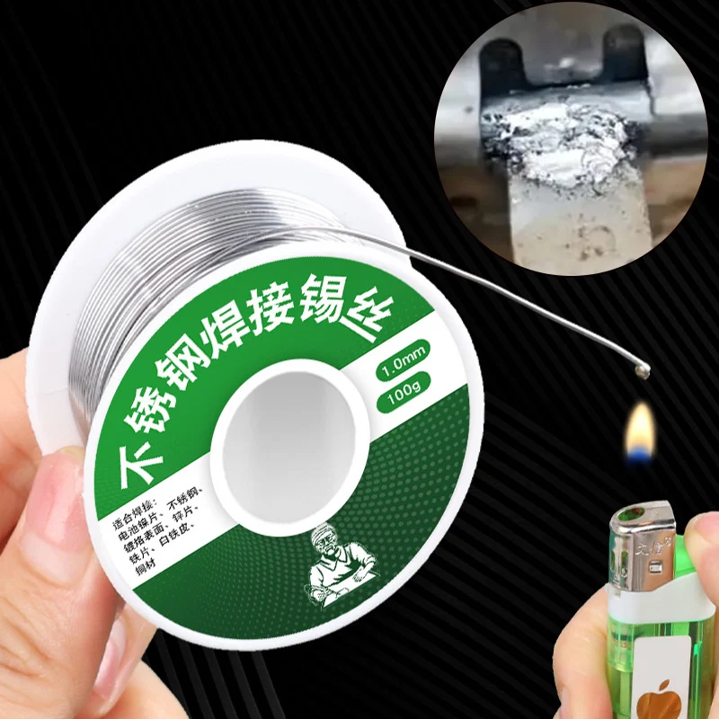 

100/20g Stainless Steel Solder Wires High Purity Low Temperature Copper-iron-nickel Aluminum Welding Tin Wire Soldering Supplies