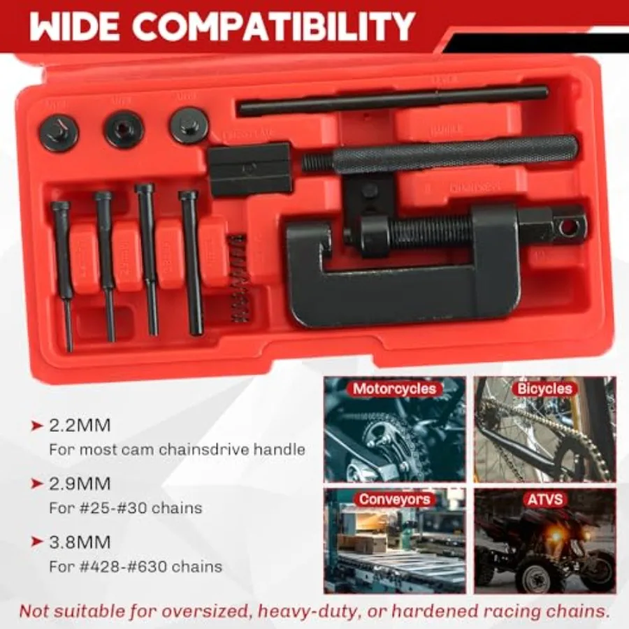 دراجة نارية سلسلة قواطع عدة 13 قطعة سلسلة قواطع برشام القاطع سلسلة ربط القاطع أداة إزالة الصواميل سلسلة القاطع ومجموعة المبرشم ل M