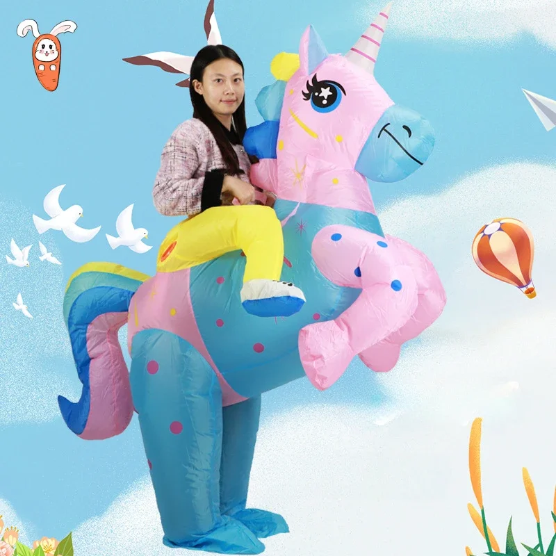 

Pegasus Costume Colorful Cartoon Ride Party Event Prop Riding Meteor Unicorn Inflatable Suit