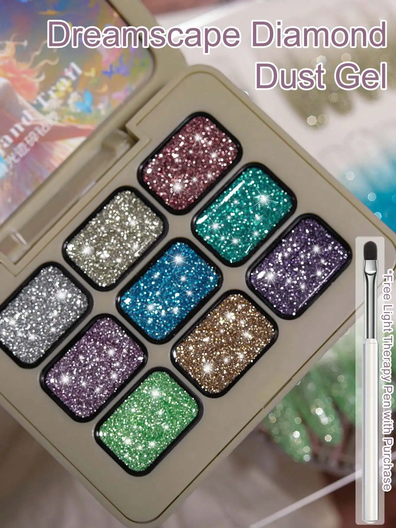 MORDDA 9 قطعة Dreamscape الماس الغبار سلسلة بريق الصلبة لاصق هلام طلاء الأظافر التدرج شبه دائم نقع قبالة UV LED مسمار #4