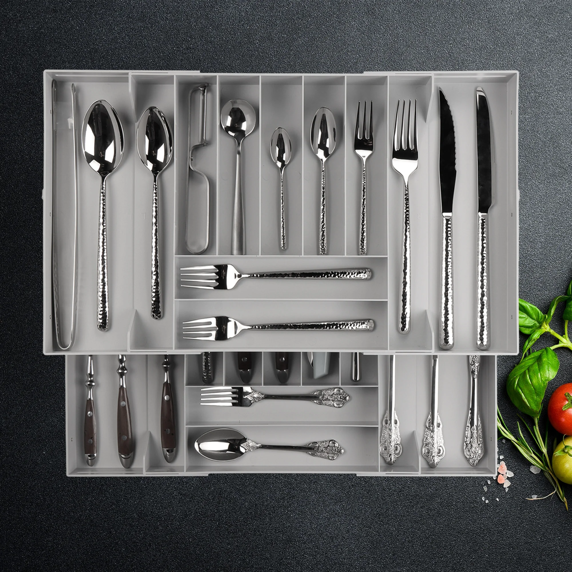 

Расширяющийся складной ящик для хранения ящиков, лоток-органайзер для столовых приборов, многофункциональный, изготовленный из абсолютно нового материала ABS