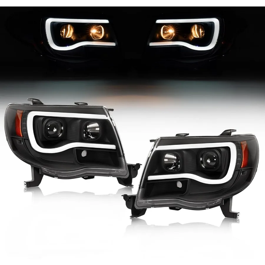 المصابيح الأمامية لجهاز الإسقاط LED لعام 2005-2011 تويوتا تاكوما مع تصميم شريط أنبوبي LED DRL متوافق مع مصابيح الهالوجين تتضمن سائق