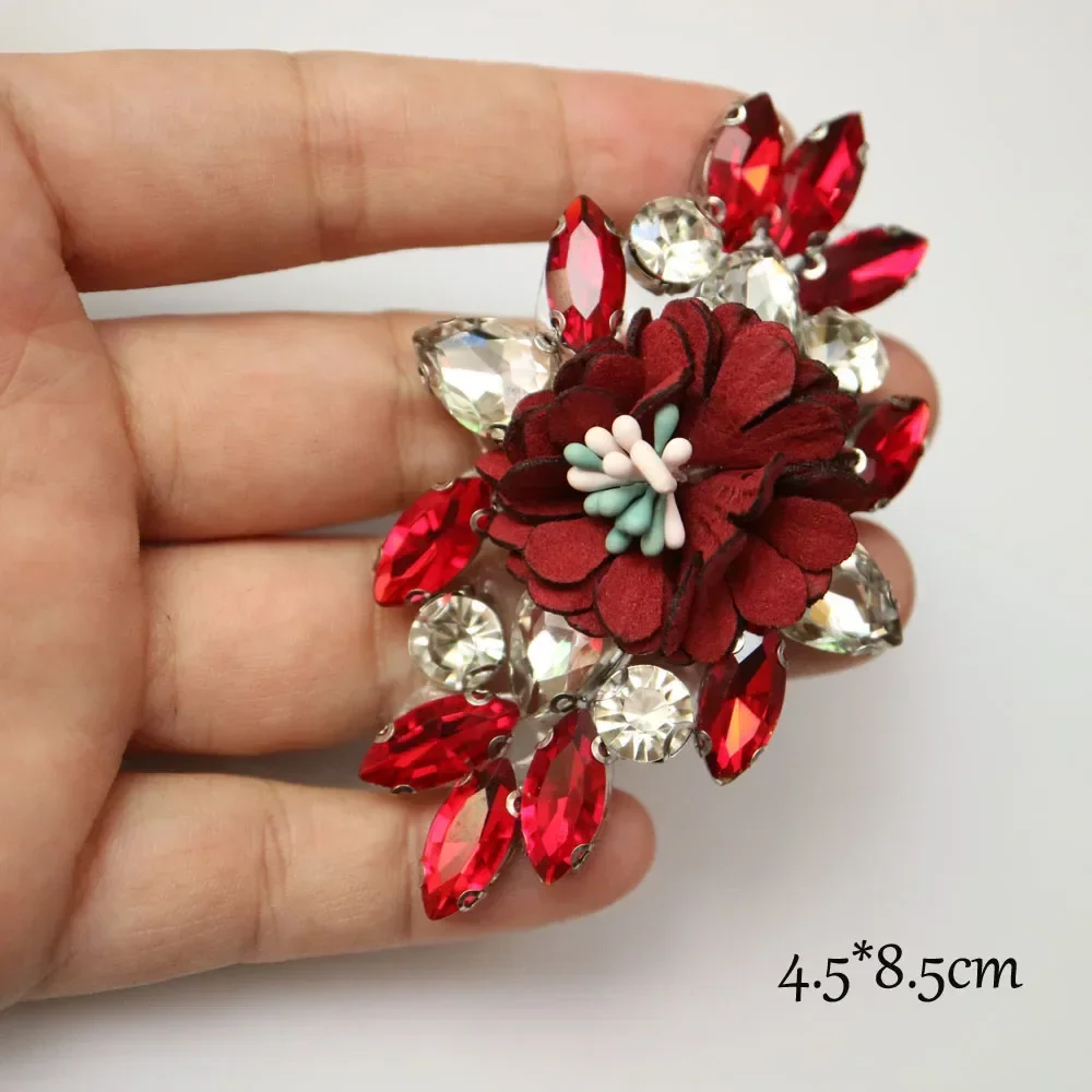 Rhinestone flower beaded appliques patches for clothing DIY iron on rhinestone patches Embroidery parches bordados para ropa