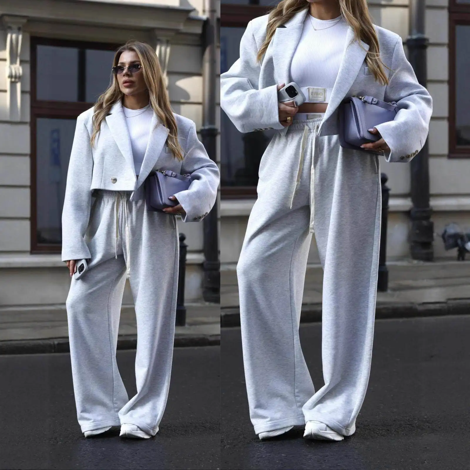 

Faionable Comfortable Ele Two-Piece Suit Set New Autumn Winter Women's Clothing Flip Collar Outfit Casual Pants