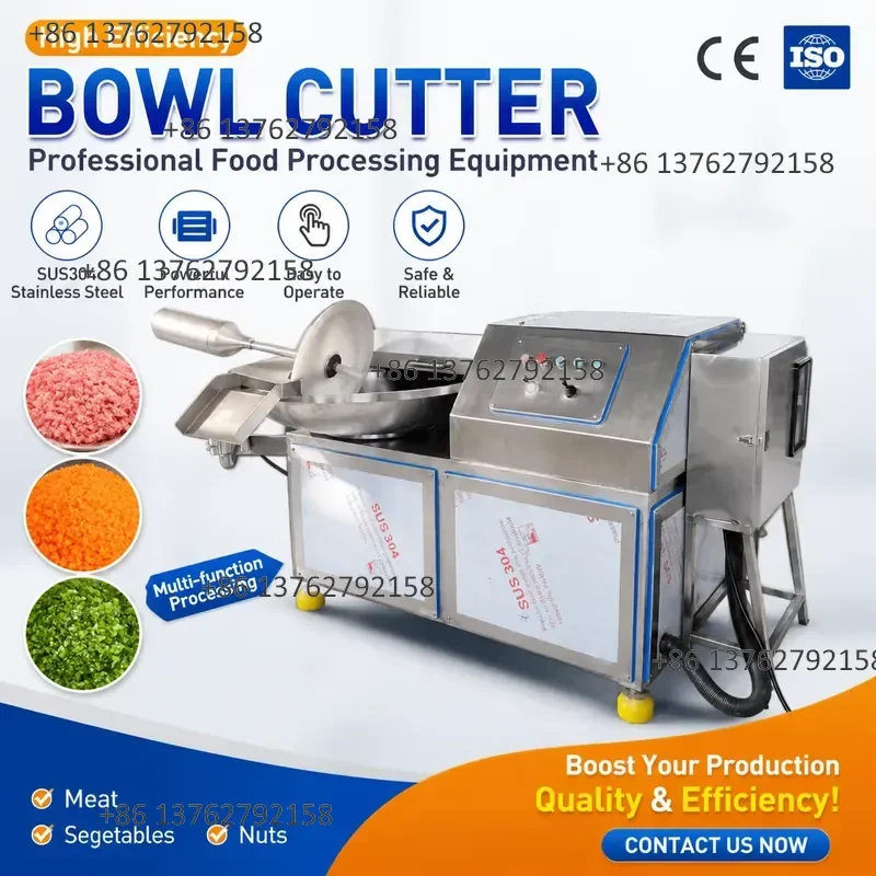 【2026】 Multi Functional Stainless Steel Automatic Three Phase Bowl Cutter Machine for Meat Vegetable Cheese Nuts Cutting