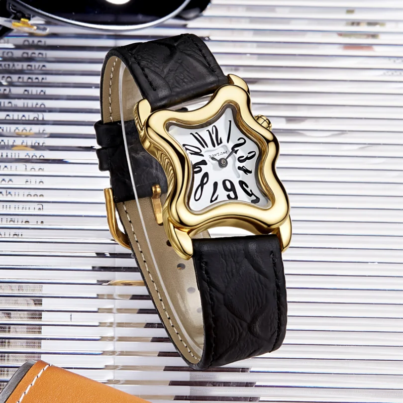 Retro Watch with Twisted Butterfly Y2K Silver Watch Women's Leather Strap Trendy Niche Design Jewelry Gifts Women's Quartz Watch