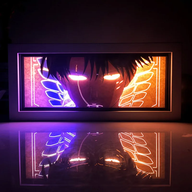 3D Attack On Titan Box Light Levi Ackerman Led Night Lights Anime Eren Jaeger RC Picture Lamp Toy Room Decor Gift For Boy