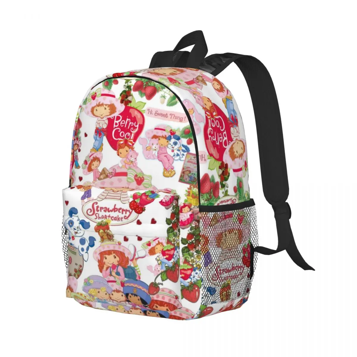 Saco de escola padrão como morango-Shortcake, mochila leve impressão, nova moda, 15"