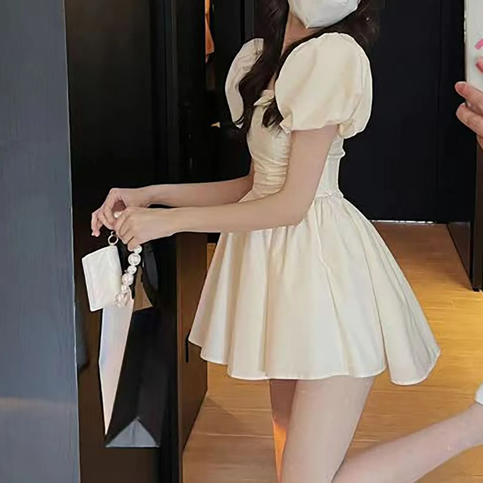 

Женское однотонное платье без бретелек, модное повседневное приталенное Короткое женское платье двойного цвета с поясом, французские платья