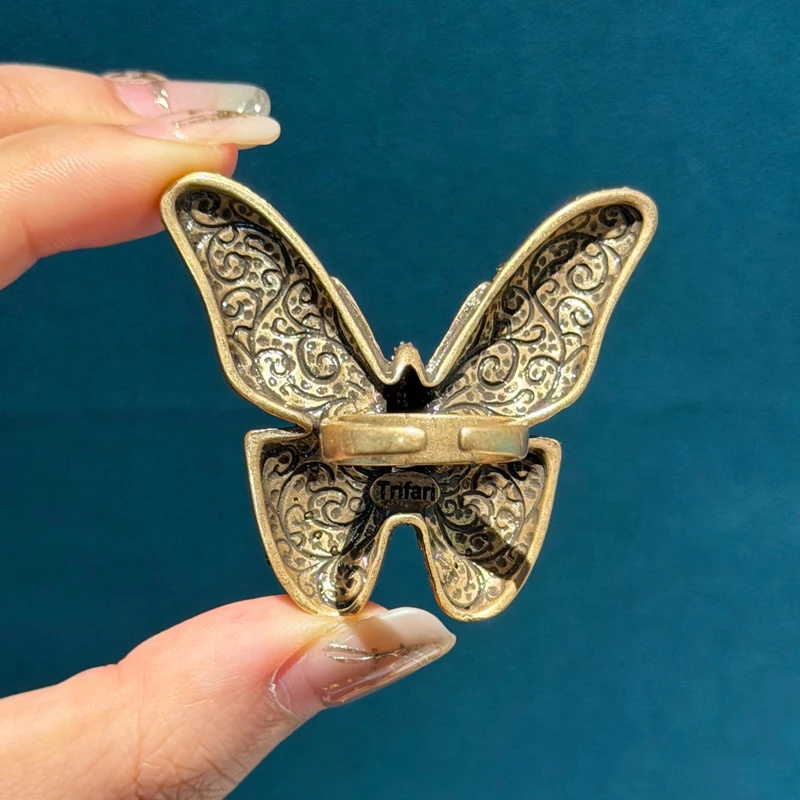 

Quality Vintage Large Butterfly Rings Antique Rhinestone For Woman 2026 Gold Color Metal Classic Finger Jewelry High Accessories