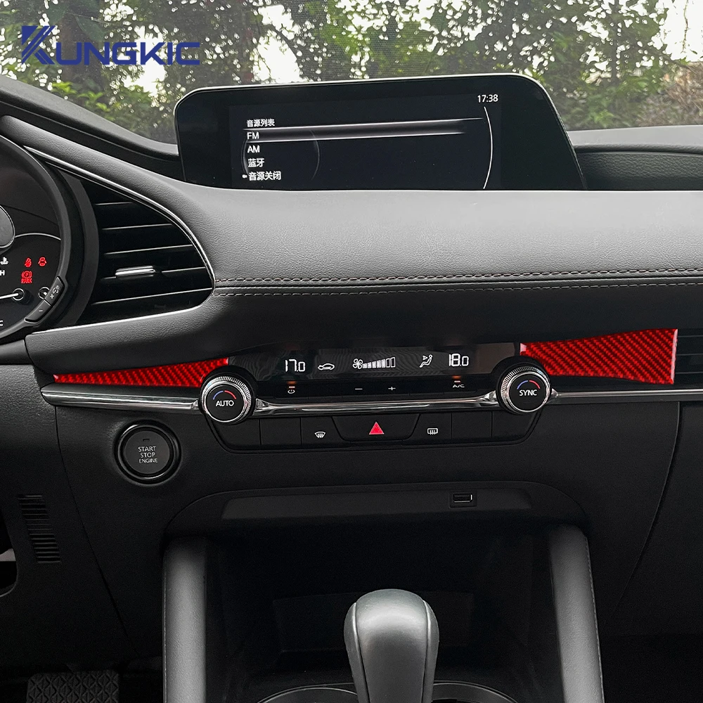 ملصق وحدة التحكم المركزية للسيارة من ألياف الكربون الناعمة الحقيقية لمازدا 3 BP 2019 2020 2021 2022 2023 2024 2025 Mazda3 Axela LHD RHD