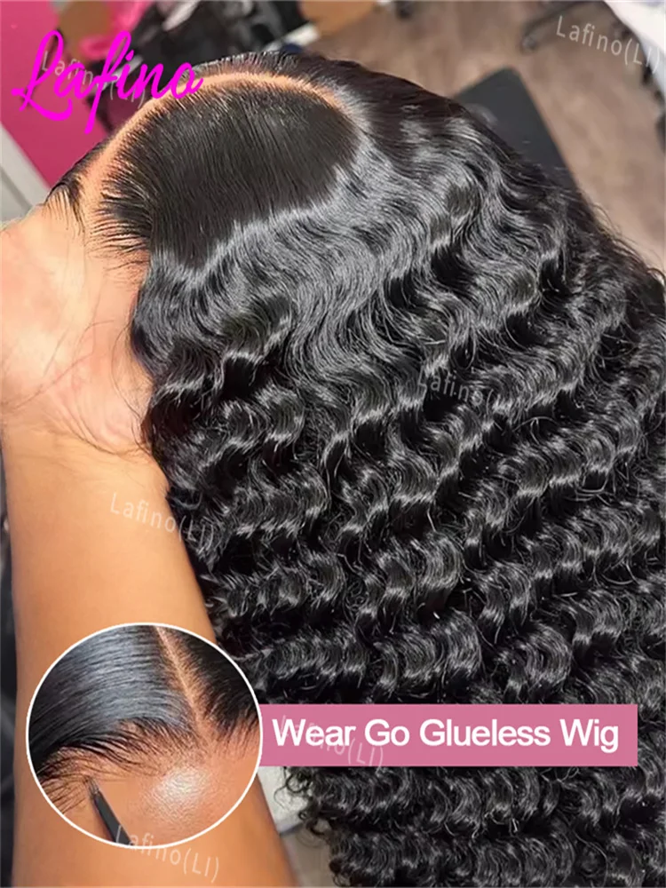 

250% Density 40 Inch Glueless Put On And Go 5x5 Lace Closure Deep Wave 13x4 13x6 No Glue Needed Ready To Go Human Hair Wig