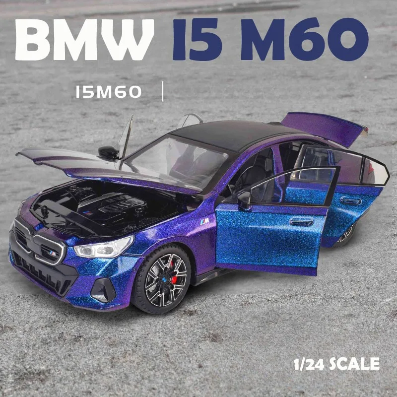 محاكاة 1:24 BMW I5 M60 سبيكة سيارة نموذج الصوت ضوء دييكاست لعبة المركبات الأطفال هدية عيد ميلاد ديكور المنزل مصغرة Voiture