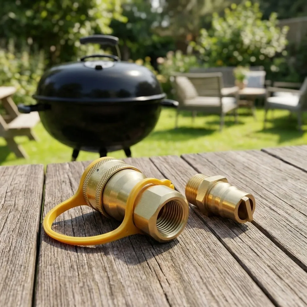 Brass Gas Quick Connect Adapter Kit Compatible with For Propane and Natural Gas for Grills Patio Heaters and RV Gas Connections