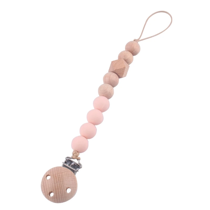 Anti-lost Wooden Teether Chain Pacifier Clip Chew Toy Baby Pacifier Accessories