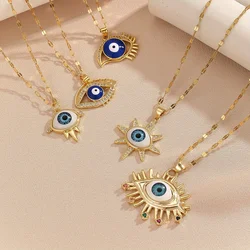 French Style Personality Hip-hop Style Necklace 1 Piece Inlaid with Colorful Zircon Devil Eye Necklace Accessories