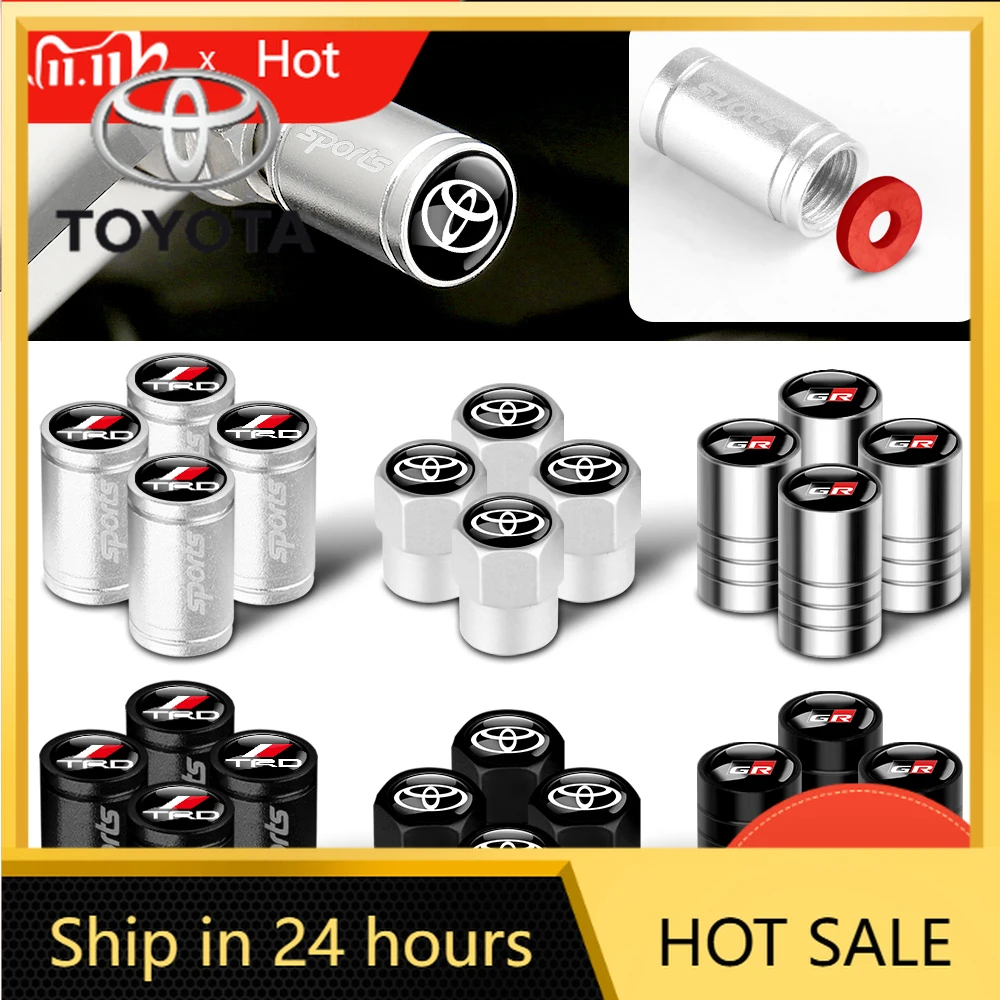 

Car Stickers Fot Toyota 2026 New 4pcs Metal Car Wheel Tire Valve Caps Stem Cover Car Accessories For Toyota Prado Aqua Hilux Cam