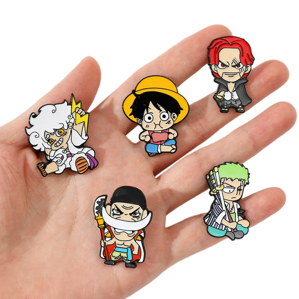 

One Pieces Metal Badges Luffy Zoro Shanks Brooch Cartoon Button Badge Cute Shirt Bag Decoration Creative Christmas Gifts