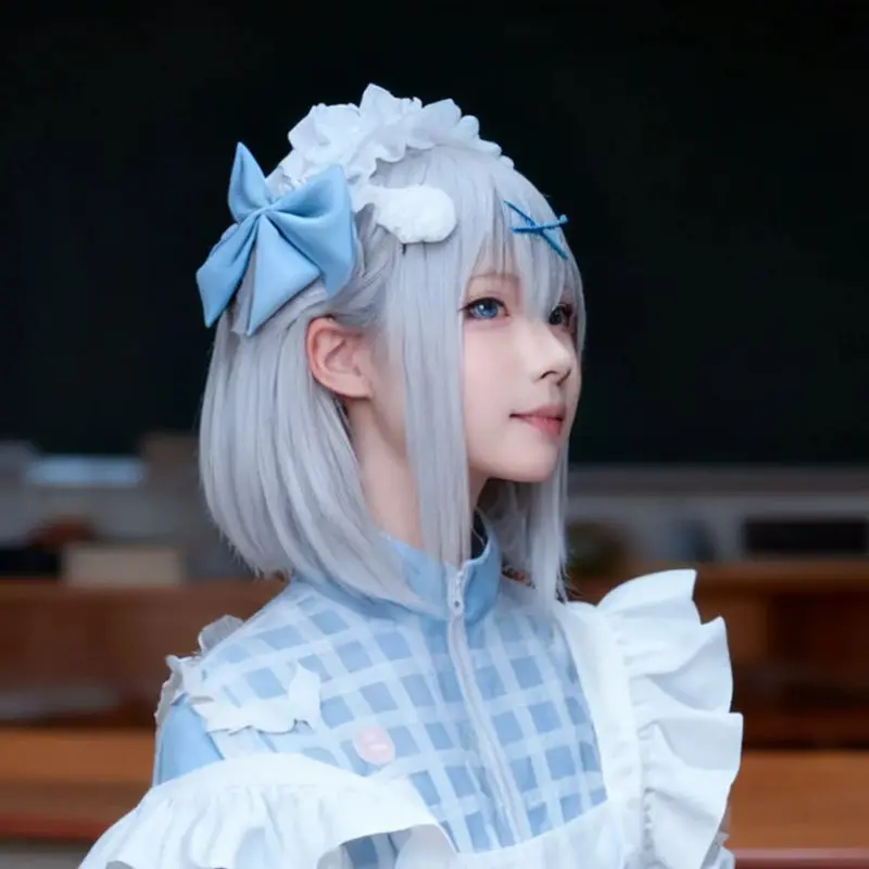 

Galgame Kamisama выбор Inori Shirahato Косплей Парик 35 СМ серые синие короткие волосы Синтетический парик + шапочка для парика Парик для Хэллоуина