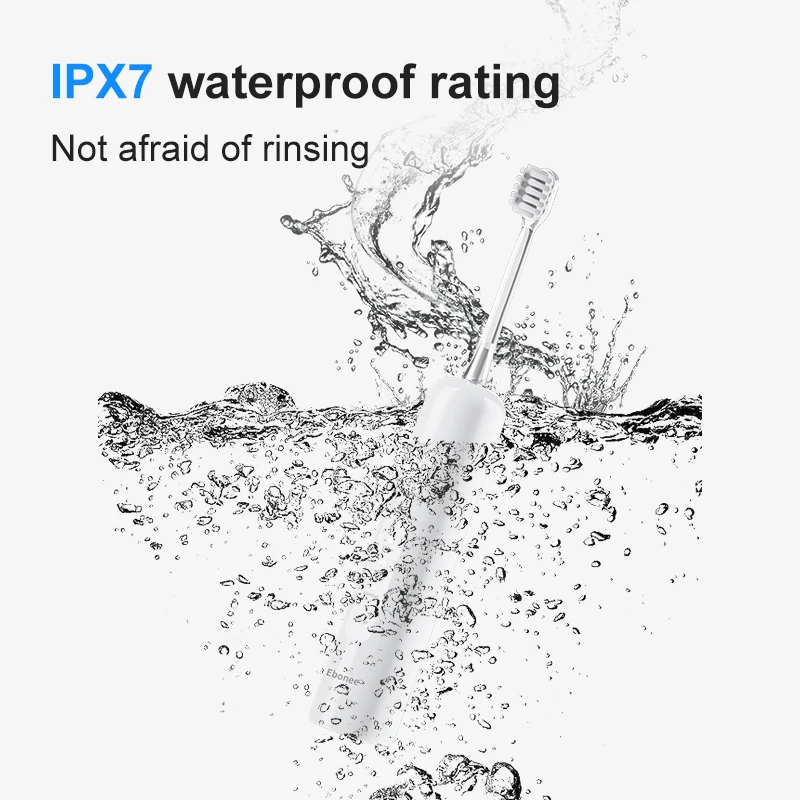 Ebonee S7 Sikat Gigi Elektrik Menyapu Pria dan Wanita Dewasa Rambut Lembut Gelombang Suara Cerdas Otomatis Penuh