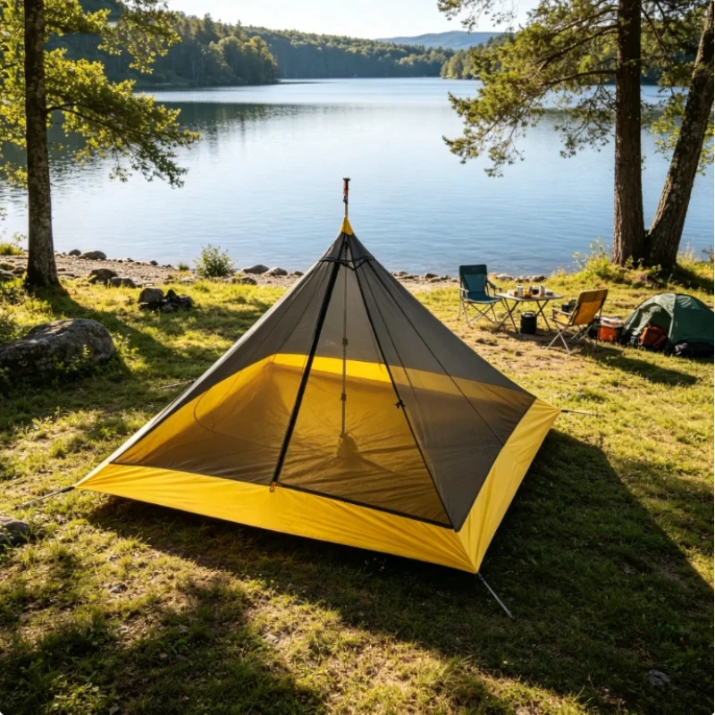Outdoor Camping Tent, Large Octagonal Pyramid, 20D Dual Silicone Coating, Sun Protection and Rainproof Multi-functional Tent
