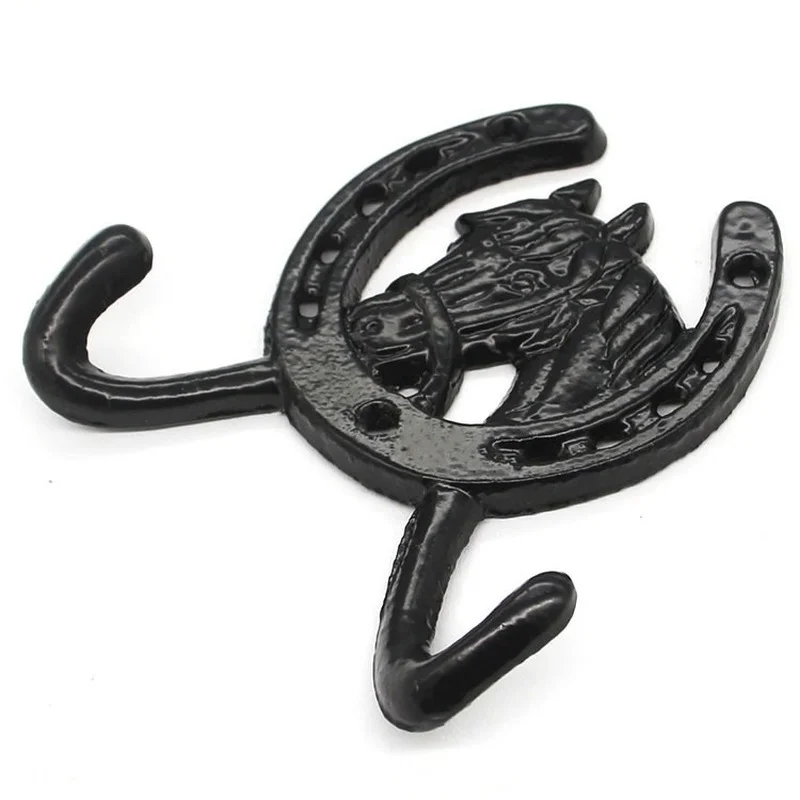 Garden Outdoor Wall Decor Horseshoe Shaped Wall Hooks Cast Iron Home Crafts Decorative Hooks with Screws Bedroom Wall Hangers