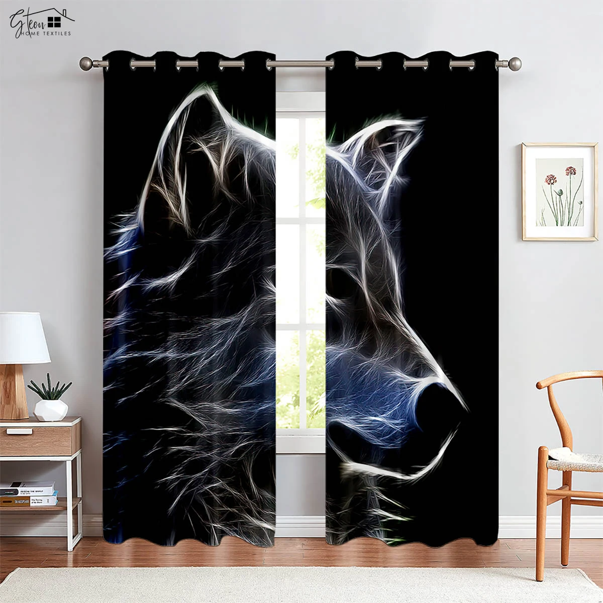 Animal Wolf 3d Printed Curtains Suitable For Bedroom Living Room Study Room Decorative Curtains Easy To Wash And Care 2 Pieces