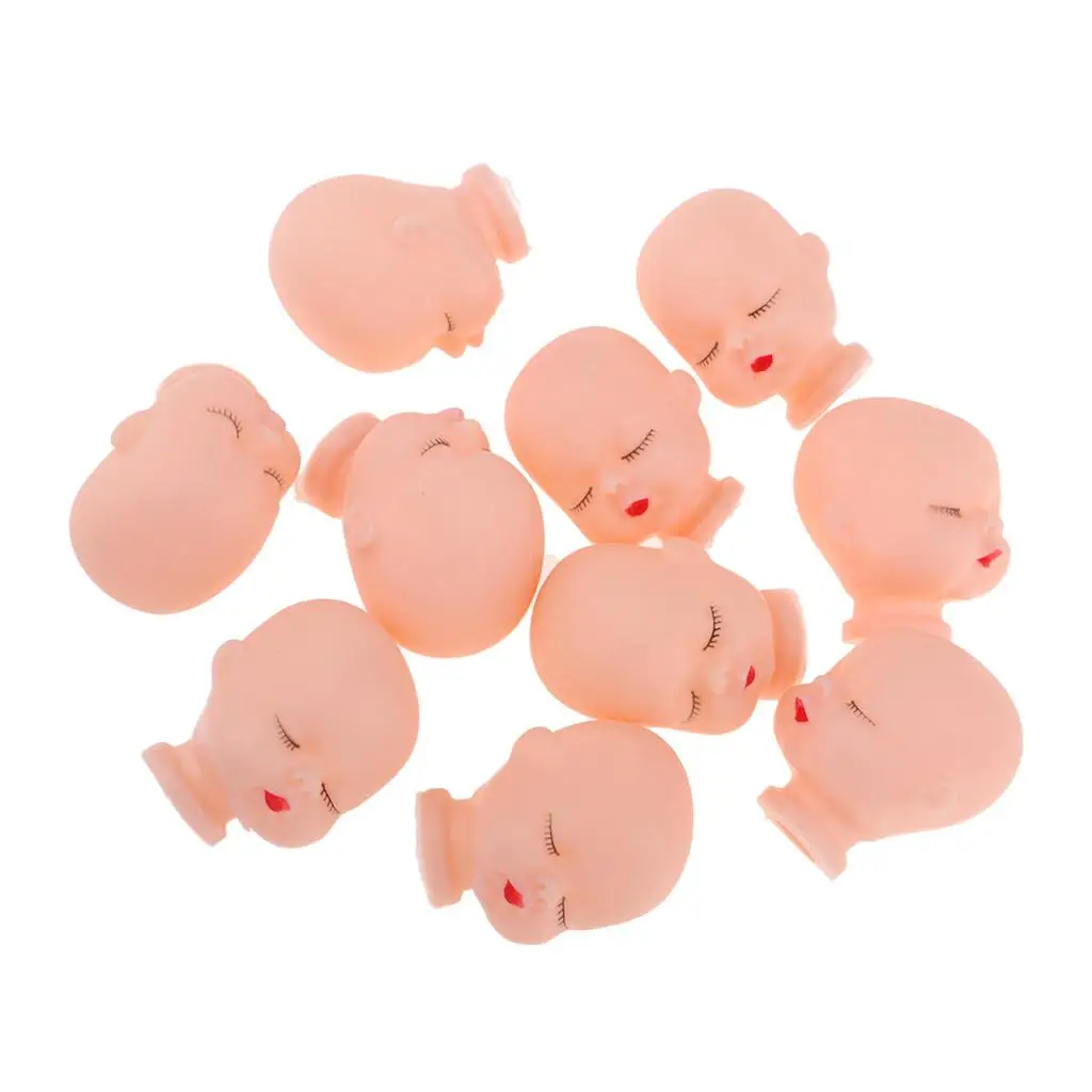 10 Pieces Red Lips Sleeping Baby Doll Heads Sculpt for Mini Keychain Baby Toy DIY Custom Body Parts