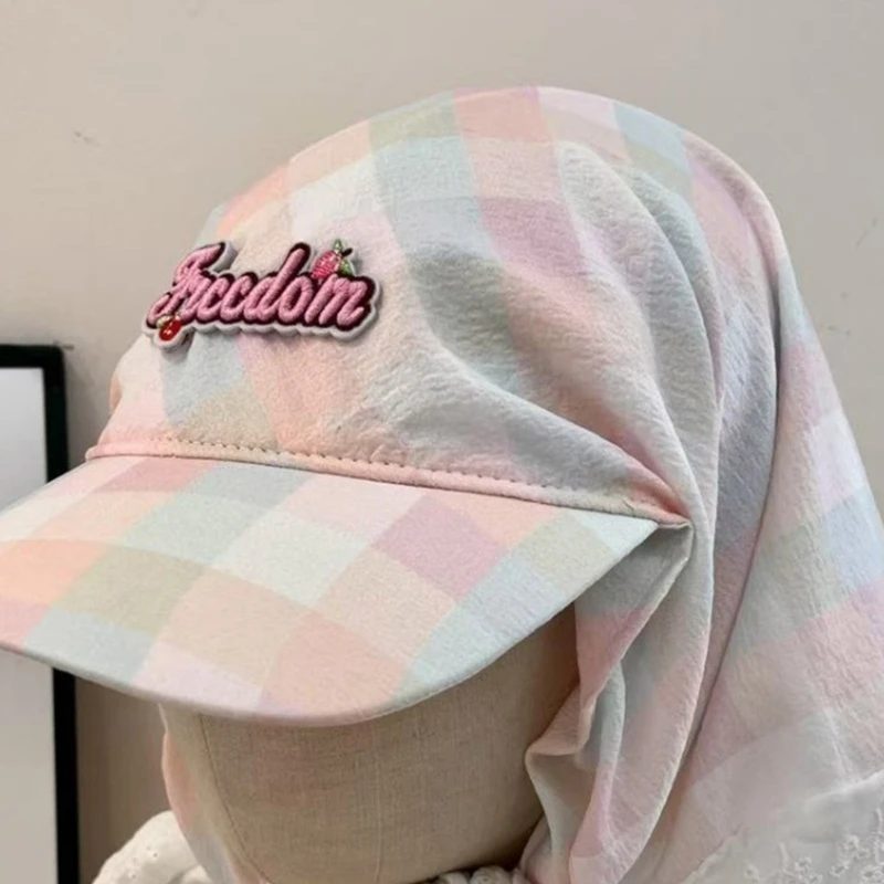 Gorro con bufanda y patrón de cuadros versátil para niños, gorro deportivo multifuncional a la moda para personas individuales de moda y amantes del deporte