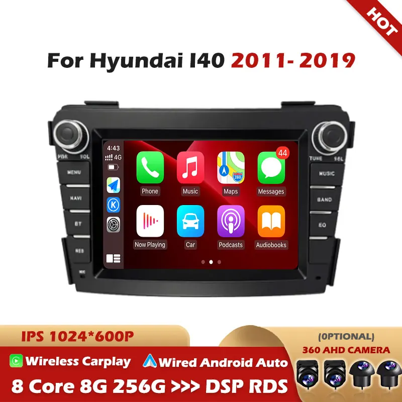 Android Car Radio For Hyundai i40 2011 2012 2013 2014 - 2019 Carplay Multimedia Navigation Bluetooth WIFI 4G Automotiva Stereo