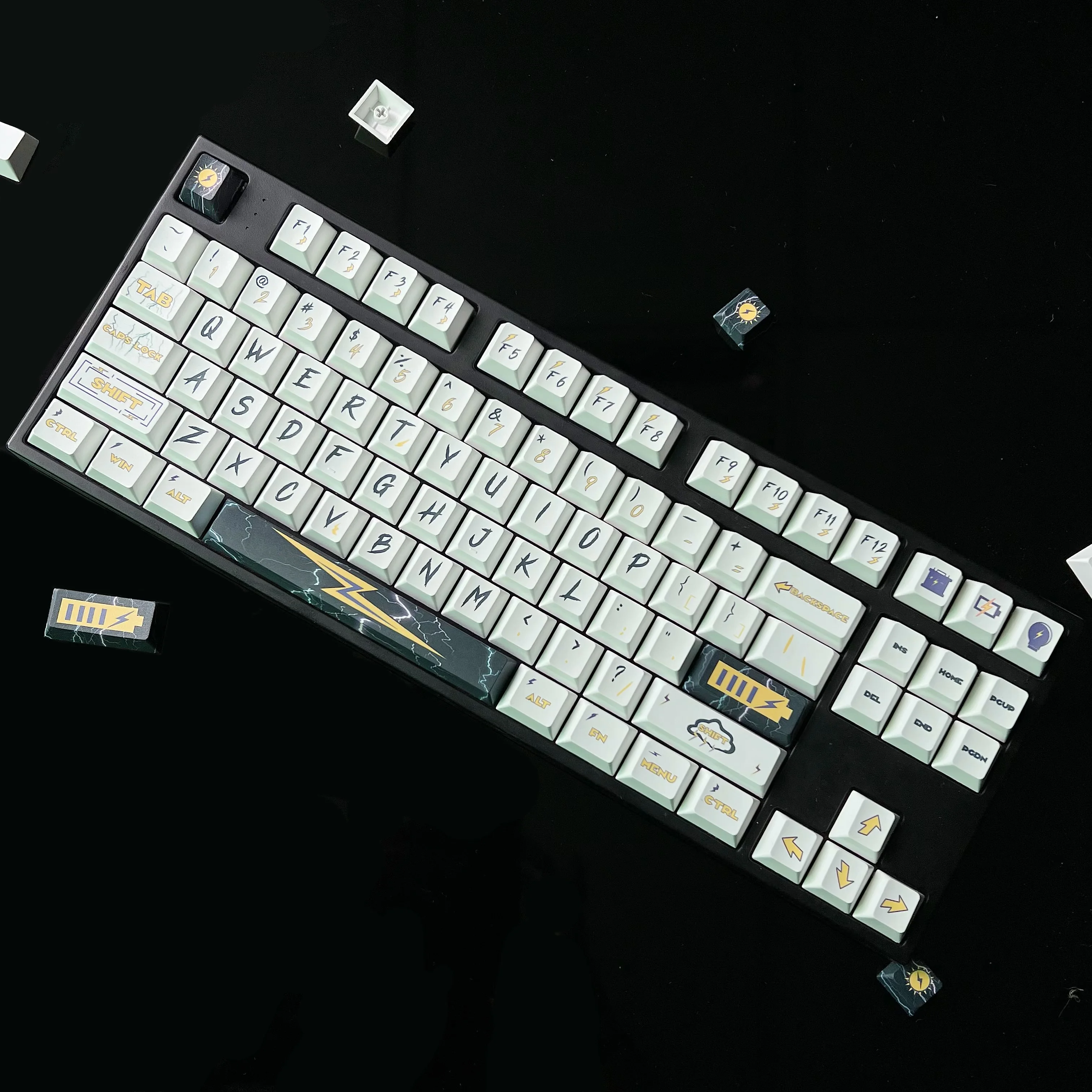 Teclado mecânico personalizado com perfil de cereja, pbt, interruptor mx, sublimação, diy, gk61, 129 chaves