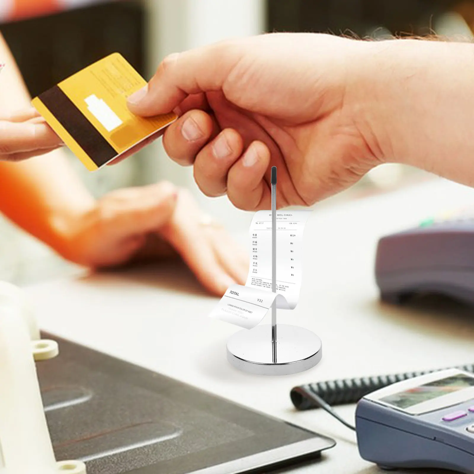 Menu Receipt Spike Stainless Steel Bill Fork Check Spindle Heavy Duty Base Restaurant Ticket Holder Desk Receipt Holder Memo