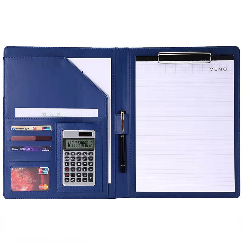 

B-SHAMO Padfolio Clipboard Folder A4 Leather Storage Clipboard with Pen Holder Refillable Folio Conference Writing Notepad Offic