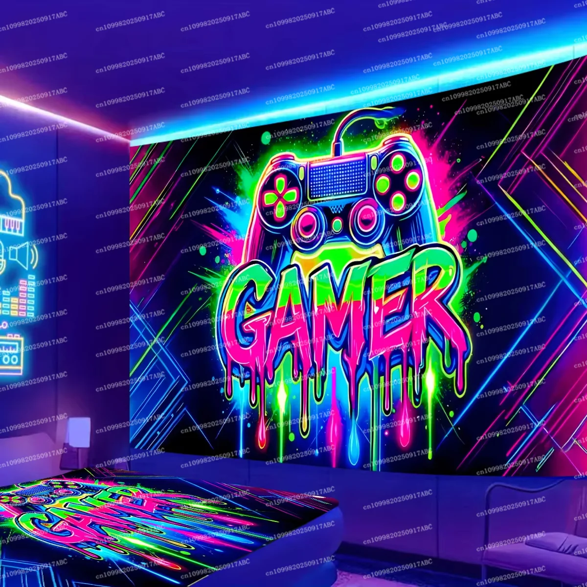 Spiel Tapisserie Hause Tapisserie Gaming Neon Tapisserie Griff Dazzle Gaming Schlafzimmer Gaming Zimmer Dekoration Spiel Live Hintergrund Wand