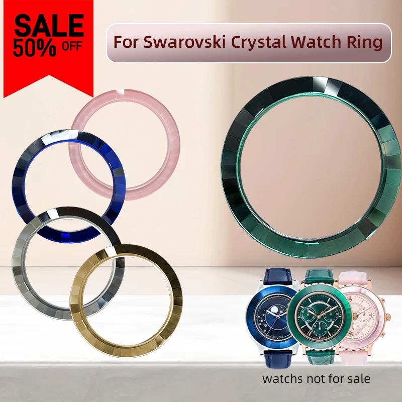 Anello con castone verde argento/oro/blu/rosa misura 37,2x29mm inserto con castone ad anello con castone in cristallo per la riparazione dell'orologio ad anello esterno Swarovski